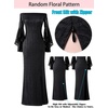 image:imageVFSHOW Womens Formal Prom Off Shoulder Ruffle Bell Sleeve Gala Maxi Dress  Sexy High Slit Wedding Guest Party Black Tie Ball Long Cocktail Evening GownBlack Floral Laced