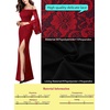 image:imageVFSHOW Womens Formal Prom Off Shoulder Ruffle Bell Sleeve Gala Maxi Dress  Sexy High Slit Wedding Guest Party Black Tie Ball Long Cocktail Evening GownRed Floral Lace Black Lining