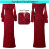 image:imageVFSHOW Womens Formal Prom Off Shoulder Ruffle Bell Sleeve Gala Maxi Dress  Sexy High Slit Wedding Guest Party Black Tie Ball Long Cocktail Evening GownRed Floral Lace Black Lining