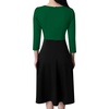 image:imageVFSHOW Womens Front Zipper Work Business Casual Office Church A Line Dress  34 Sleeves Elegant Professional Crisscross Waist Knee Length Slim Fit and Flare Skater DressesGreen and Black