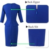 image:imageVFSHOW Womens Pleated Crew Neck Peplum Slim Work Business Bodycon Dress  34 Sleeves Professional Elegant Church Funeral Spring Fall Fitted Office Pencil Sheath DressRoyal Blue