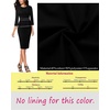 image:imageVFSHOW Womens Pleated Crew Neck Peplum Slim Work Business Bodycon Dress  34 Sleeves Professional Elegant Church Funeral Spring Fall Fitted Office Pencil Sheath DressBlack With White Piping