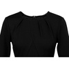 image:imageVFSHOW Womens Pleated Crew Neck Peplum Slim Work Business Bodycon Dress  34 Sleeves Professional Elegant Church Funeral Spring Fall Fitted Office Pencil Sheath DressBlack