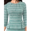 image:imageVFSHOW Womens Pleated Crew Neck Peplum Slim Work Business Bodycon Dress  34 Sleeves Professional Elegant Church Funeral Spring Fall Fitted Office Pencil Sheath DressTeal Green