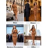 image:imageVFSHOW Womens Pleated Crew Neck Peplum Slim Work Business Bodycon Dress  34 Sleeves Professional Elegant Church Funeral Spring Fall Fitted Office Pencil Sheath DressBrown Suede