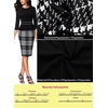 image:imageVFSHOW Womens Pleated Crew Neck Peplum Slim Work Business Bodycon Dress  34 Sleeves Professional Elegant Church Funeral Spring Fall Fitted Office Pencil Sheath DressBlack White Tartan Printa