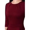 image:imageVFSHOW Womens Pleated Crew Neck Peplum Slim Work Business Bodycon Dress  34 Sleeves Professional Elegant Church Funeral Spring Fall Fitted Office Pencil Sheath DressDark Red