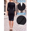 image:imageVFSHOW Womens Pleated Crew Neck Peplum Slim Work Business Bodycon Dress  34 Sleeves Professional Elegant Church Funeral Spring Fall Fitted Office Pencil Sheath DressBlackb