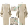 image:imageVFSHOW Womens Ruffle Bell Sleeves Cocktail Wedding Guest Slim Bodycon Dress  Round Neck Knee Length Date Night Fitted SemiFormal Birthday Graduation Party Pencil Sheath DressesBeige Knit