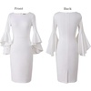 image:imageVFSHOW Womens Ruffle Bell Sleeves Cocktail Wedding Guest Slim Bodycon Dress  Round Neck Knee Length Date Night Fitted SemiFormal Birthday Graduation Party Pencil Sheath DressesOff Whitewith Lining