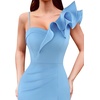 image:imageVFSHOW Womens Ruffle One Shoulder Formal Prom Gala Maxi Dress Evening Gown  V Neck Bodycon Sexy High Slit Long Cocktail Wedding Guest Dresses Party BridesmaidSolid Sky Blue