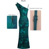 image:imageVFSHOW Womens Ruffle One Shoulder Formal Prom Gala Maxi Dress Evening Gown  V Neck Bodycon Sexy High Slit Long Cocktail Wedding Guest Dresses Party BridesmaidTeal Green Floral Print