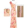 image:imageVFSHOW Womens Ruffle One Shoulder Formal Prom Gala Maxi Dress Evening Gown  V Neck Bodycon Sexy High Slit Long Cocktail Wedding Guest Dresses Party BridesmaidPink Floral Print