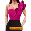 image:imageVFSHOW Womens Ruffle One Shoulder Formal Prom Gala Maxi Dress Evening Gown  V Neck Bodycon Sexy High Slit Long Cocktail Wedding Guest Dresses Party BridesmaidSparkly Hot Pink and Black