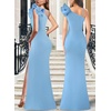 image:imageVFSHOW Womens Ruffle One Shoulder Formal Prom Gala Maxi Dress Evening Gown  V Neck Bodycon Sexy High Slit Long Cocktail Wedding Guest Dresses Party BridesmaidSolid Sky Blue