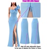 image:imageVFSHOW Womens Ruffle One Shoulder Formal Prom Gala Maxi Dress Evening Gown  V Neck Bodycon Sexy High Slit Long Cocktail Wedding Guest Dresses Party BridesmaidSolid Sky Blue