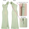 image:imageVFSHOW Womens Ruffle One Shoulder Formal Prom Gala Maxi Dress Evening Gown  V Neck Bodycon Sexy High Slit Long Cocktail Wedding Guest Dresses Party BridesmaidLight Green With Golden Stitching