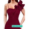 image:imageVFSHOW Womens Ruffle One Shoulder Formal Prom Gala Maxi Dress Evening Gown  V Neck Bodycon Sexy High Slit Long Cocktail Wedding Guest Dresses Party BridesmaidSparkly Dark Red
