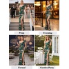image:imageVFSHOW Womens Ruffle One Shoulder Formal Prom Gala Maxi Dress Evening Gown  V Neck Bodycon Sexy High Slit Long Cocktail Wedding Guest Dresses Party BridesmaidGreen Floral Print