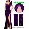 image:imageVFSHOW Womens Ruffle One Shoulder Formal Prom Gala Maxi Dress Evening Gown  V Neck Bodycon Sexy High Slit Long Cocktail Wedding Guest Dresses Party BridesmaidPurple Velvet