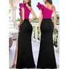 image:imageVFSHOW Womens Ruffle One Shoulder Formal Prom Gala Maxi Dress Evening Gown  V Neck Bodycon Sexy High Slit Long Cocktail Wedding Guest Dresses Party BridesmaidSparkly Hot Pink and Black