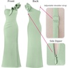 image:imageVFSHOW Womens Ruffle One Shoulder Formal Prom Gala Maxi Dress Evening Gown  V Neck Bodycon Sexy High Slit Long Cocktail Wedding Guest Dresses Party BridesmaidLight Green