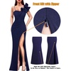 image:imageVFSHOW Womens Ruffle One Shoulder Formal Prom Gala Maxi Dress Evening Gown  V Neck Bodycon Sexy High Slit Long Cocktail Wedding Guest Dresses Party BridesmaidSparkly Dark Blue