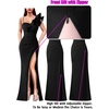 image:imageVFSHOW Womens Ruffle One Shoulder Formal Prom Gala Maxi Dress Evening Gown  V Neck Bodycon Sexy High Slit Long Cocktail Wedding Guest Dresses Party BridesmaidSolid Black