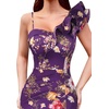 image:imageVFSHOW Womens Ruffle One Shoulder Formal Prom Gala Maxi Dress Evening Gown  V Neck Bodycon Sexy High Slit Long Cocktail Wedding Guest Dresses Party BridesmaidPurple Floral Print