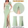 image:imageVFSHOW Womens Ruffle One Shoulder Formal Prom Gala Maxi Dress Evening Gown  V Neck Bodycon Sexy High Slit Long Cocktail Wedding Guest Dresses Party BridesmaidLight Green