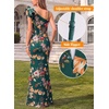 image:imageVFSHOW Womens Ruffle One Shoulder Formal Prom Gala Maxi Dress Evening Gown  V Neck Bodycon Sexy High Slit Long Cocktail Wedding Guest Dresses Party BridesmaidGreen Floral Print