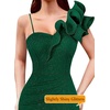 image:imageVFSHOW Womens Ruffle One Shoulder Formal Prom Gala Maxi Dress Evening Gown  V Neck Bodycon Sexy High Slit Long Cocktail Wedding Guest Dresses Party BridesmaidSparkly Dark Green