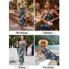 image:imageVFSHOW Womens Sexy Halter Neck Cocktail Wedding Guest Bodycon Maxi Dress  Ruched Crisscross Waist Flattering Mesh Long Evening Party Dresses Semi Formal Bridal Shower BirthdayBlue Floral Print
