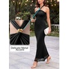 image:imageVFSHOW Womens Sexy Halter Neck Cocktail Wedding Guest Bodycon Maxi Dress  Ruched Crisscross Waist Flattering Mesh Long Evening Party Dresses Semi Formal Bridal Shower BirthdayBlack