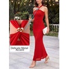 image:imageVFSHOW Womens Sexy Halter Neck Cocktail Wedding Guest Bodycon Maxi Dress  Ruched Crisscross Waist Flattering Mesh Long Evening Party Dresses Semi Formal Bridal Shower BirthdayRed