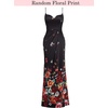 image:imageVFSHOW Womens Sexy Spaghetti Strap Formal Prom Evening Gala Long Maxi Dress  Ruched Hight Slit Sweetheart Cocktail Wedding Guest Fitted Bodycon GownBlack and Multi Floral Print