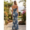 image:imageVFSHOW Womens Sexy Spaghetti Strap Formal Prom Evening Gala Long Maxi Dress  Ruched Hight Slit Sweetheart Cocktail Wedding Guest Fitted Bodycon GownBlue Floral Print