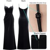 image:imageVFSHOW Womens Sexy Spaghetti Strap Formal Prom Evening Gala Long Maxi Dress  Ruched Hight Slit Sweetheart Cocktail Wedding Guest Fitted Bodycon GownBlack Velvet