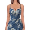 image:imageVFSHOW Womens Sexy Spaghetti Strap Formal Prom Evening Gala Long Maxi Dress  Ruched Hight Slit Sweetheart Cocktail Wedding Guest Fitted Bodycon GownDenim Blue Floral Print