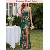 image:imageVFSHOW Womens Sexy Spaghetti Strap Formal Prom Evening Gala Long Maxi Dress  Ruched Hight Slit Sweetheart Cocktail Wedding Guest Fitted Bodycon GownGreen Floral Printb