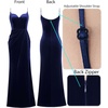 image:imageVFSHOW Womens Sexy Spaghetti Strap Formal Prom Evening Gala Long Maxi Dress  Ruched Hight Slit Sweetheart Cocktail Wedding Guest Fitted Bodycon GownNavy Blue Velvet