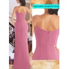 image:imageVFSHOW Womens Sexy Spaghetti Strap Formal Prom Evening Gala Long Maxi Dress  Ruched Hight Slit Sweetheart Cocktail Wedding Guest Fitted Bodycon GownPink