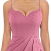 image:imageVFSHOW Womens Sexy Spaghetti Strap Formal Prom Evening Gala Long Maxi Dress  Ruched Hight Slit Sweetheart Cocktail Wedding Guest Fitted Bodycon GownPink