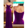 image:imageVFSHOW Womens Sexy Spaghetti Strap Formal Prom Evening Gala Long Maxi Dress  Ruched Hight Slit Sweetheart Cocktail Wedding Guest Fitted Bodycon GownPurple Velvet