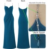 image:imageVFSHOW Womens Sexy Spaghetti Strap Formal Prom Evening Gala Long Maxi Dress  Ruched Hight Slit Sweetheart Cocktail Wedding Guest Fitted Bodycon GownSparkly Peacock Blue