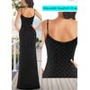 image:imageVFSHOW Womens Sexy Spaghetti Strap Formal Prom Evening Gala Long Maxi Dress  Ruched Hight Slit Sweetheart Cocktail Wedding Guest Fitted Bodycon GownTextured Black Plaid