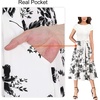 image:imageVFSHOW Womens Work Business Casual Church Pockets Belted ALine Midi Dress  Elegant Patchwork Office Spring Summer Pleated Fit and Flare MidCalf DressesOffwhite  Black Floral Print