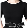 image:imageVFSHOW Womens Work Business Casual Church Pockets Belted ALine Midi Dress  Elegant Patchwork Office Spring Summer Pleated Fit and Flare MidCalf DressesBlack With White Piping