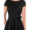 image:imageVFSHOW Womens Work Business Casual Church Pockets Belted ALine Midi Dress  Elegant Patchwork Office Spring Summer Pleated Fit and Flare MidCalf DressesBlackb
