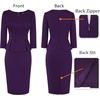 image:imageVFSHOW Womens Work Business Office Front Zipper Peplum Church Sheath Dress  34 Sleeves Elegant Spring Fall Church Funeral Slimming Fitted Bodycon DressPurple